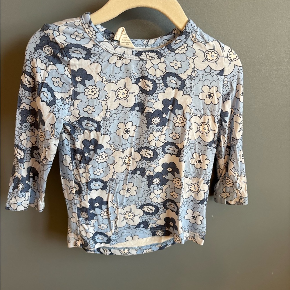 Kate Quinn Long Sleeve Tee in Air Blue 60s Floral